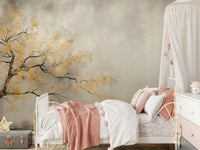 Abstract Golden Leaf Tree Wall Mural - Wallanza