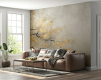 Abstract Golden Leaf Tree Wall Mural - Wallanza
