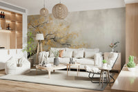 Abstract Golden Leaf Tree Wall Mural - Wallanza