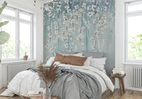 Bedroom Flowers Wall Mural feature wall