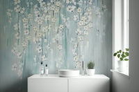 Bathroom Hanging Flowers Wall Mural full wall