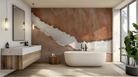 Minimal landscape inspired wall mural in muted brown shades.