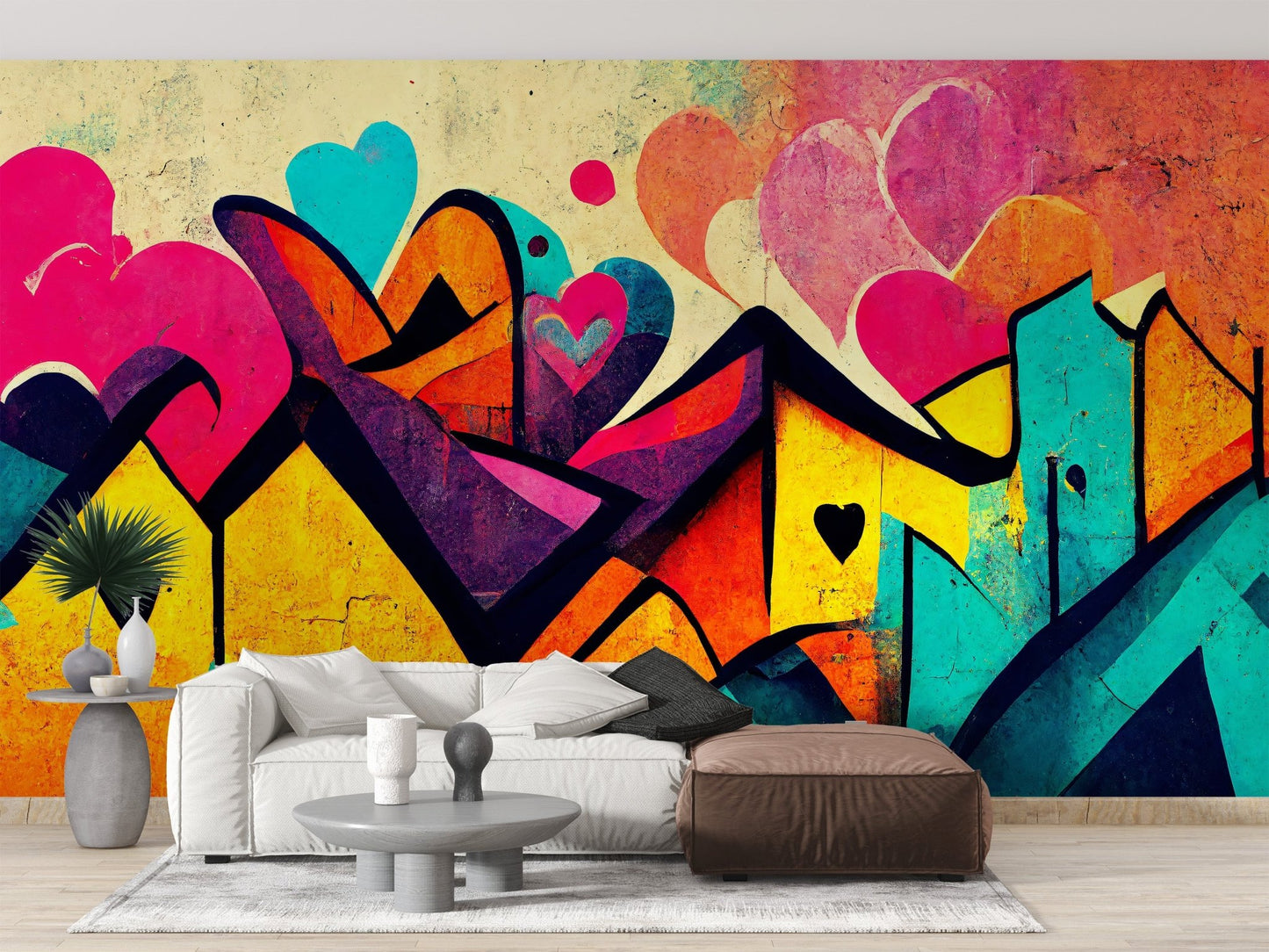 Creative love graffiti mural for modern spaces
