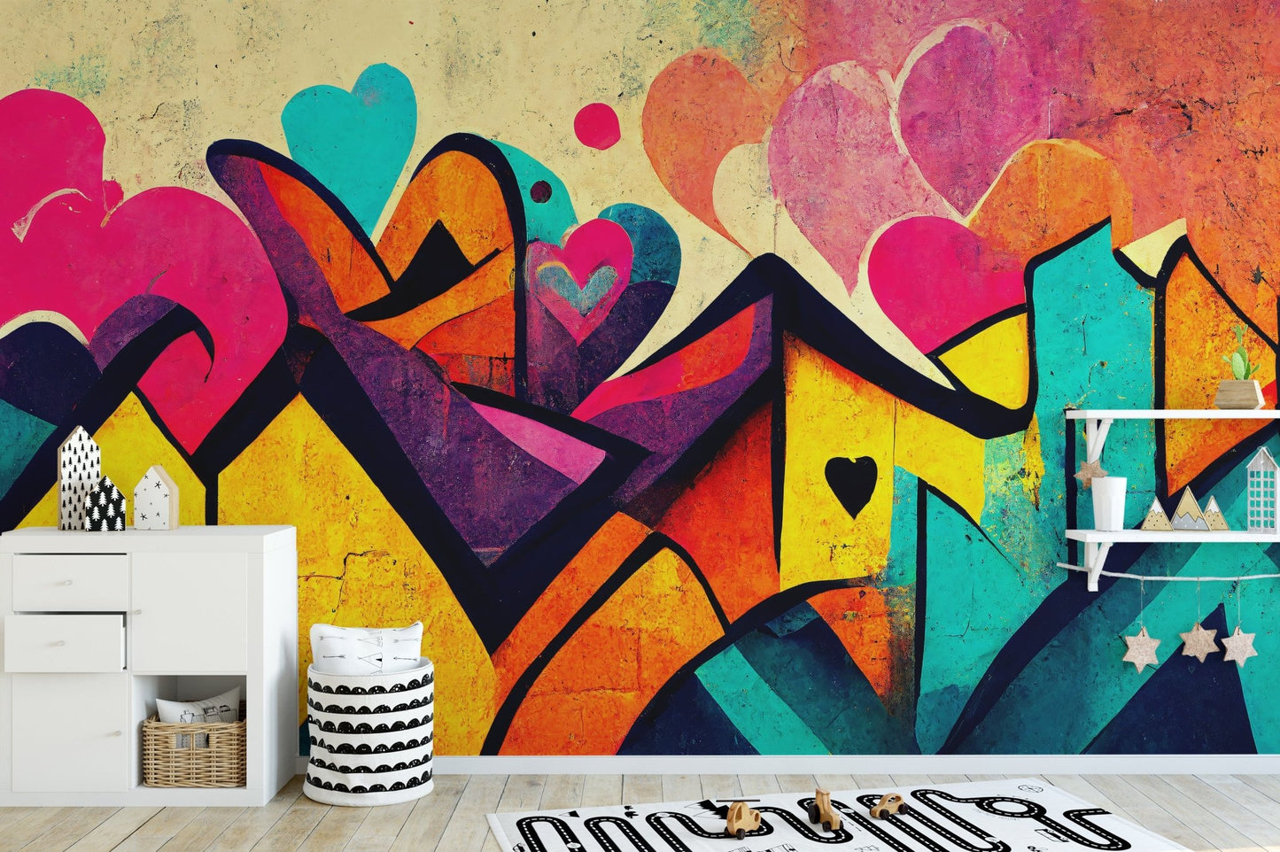 \Abstract love graffiti wall art for interiors

