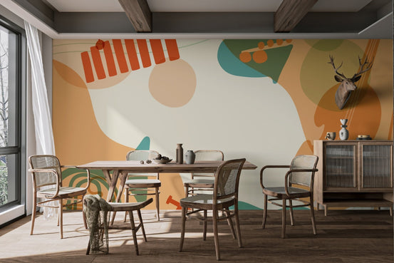 Creative illustration of french horn and xylophone for a studio music wall mural.