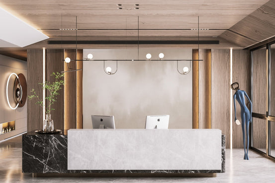 Abstract neutral beige watercolor texture wall mural in reception area
