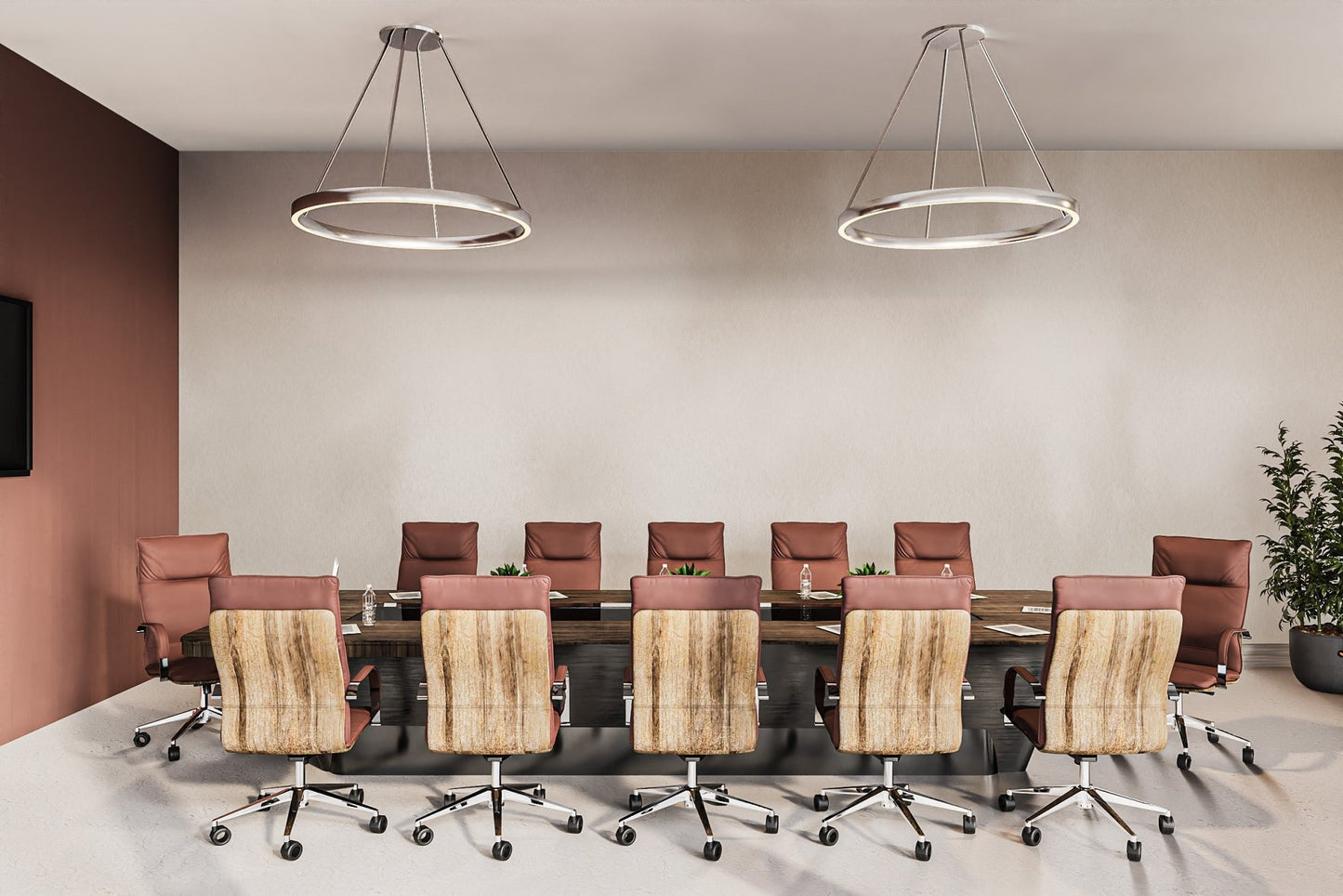 Elegant beige watercolor wall mural for meeting room.