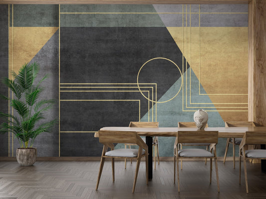 Sleek abstract office vibes wall mural for a polished dining space.
