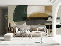 Abstract Painting with Black and Gold Wall Mural - Wallanza