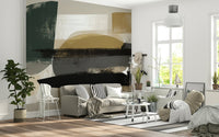 Abstract Painting with Black and Gold Wall Mural - Wallanza