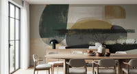 Abstract Painting with Black and Gold Wall Mural - Wallanza