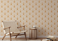 Timeless abstract wallpaper with Victorian art deco flair for reading room.