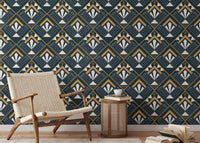 Abstract vintage Art Deco wallpaper design for stylish reading area walls.