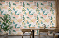 Artistic splash pattern wall mural with a mix of vibrant colors for dining area.