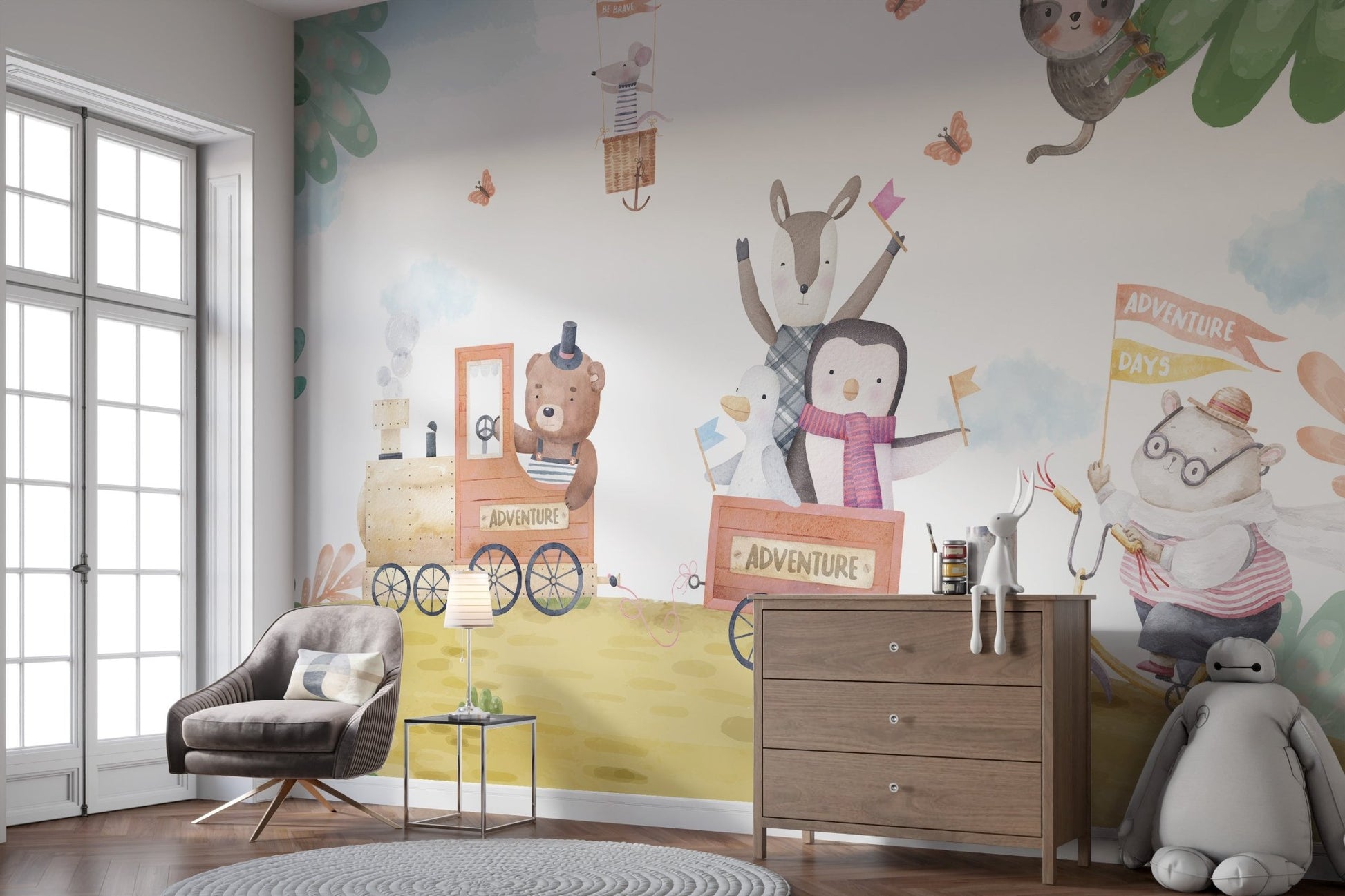 Adventure Train Kids Wall Mural - Wallanza
