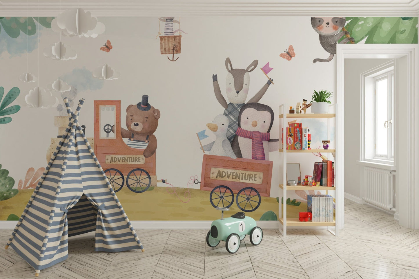 Adventure Train Kids Wall Mural - Wallanza