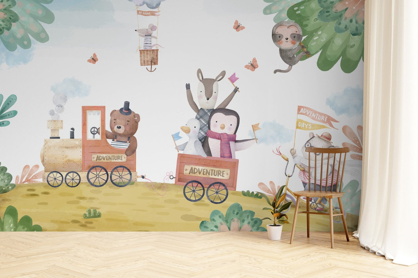 Adventure Train Kids Wall Mural - Wallanza