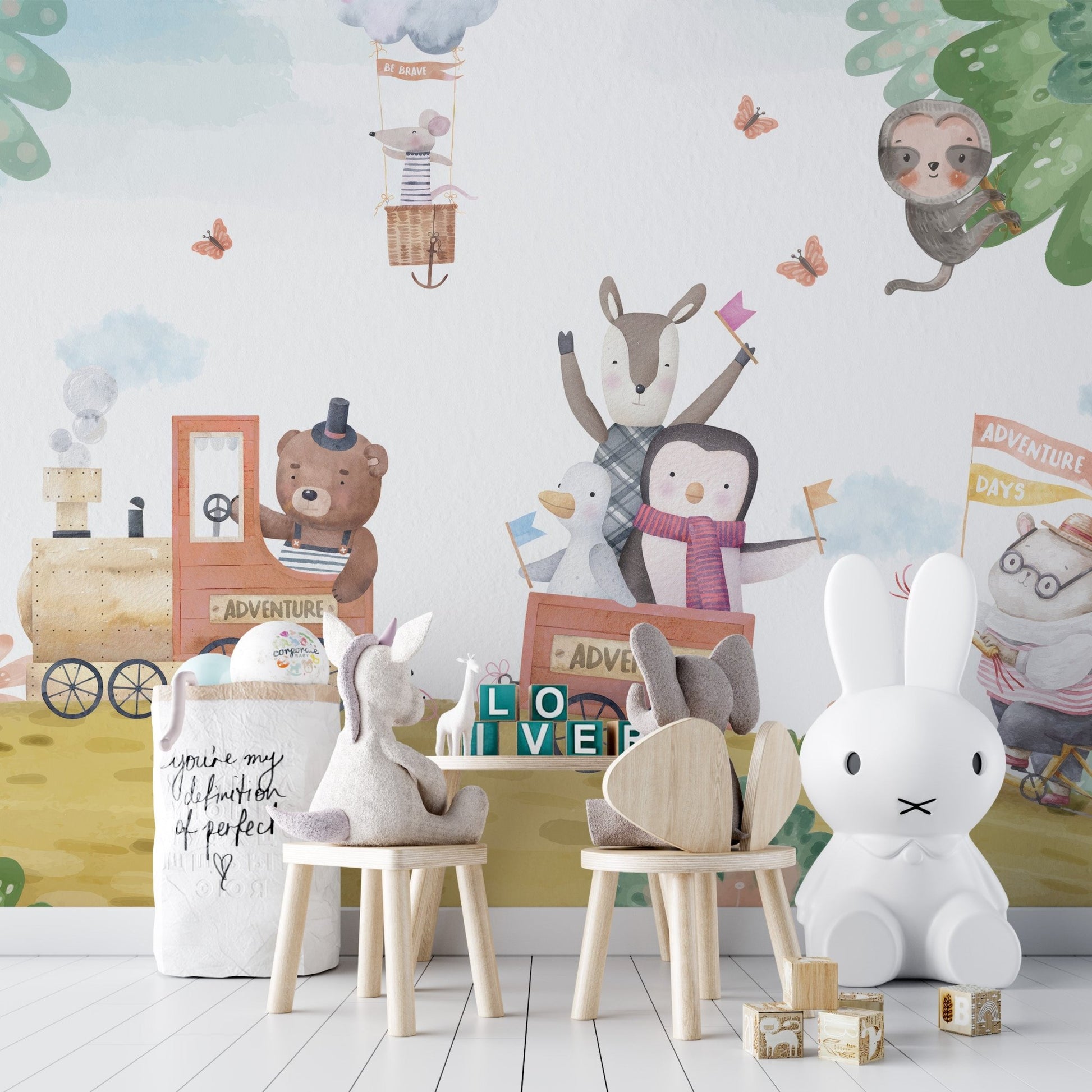 Adventure Train Kids Wall Mural - Wallanza