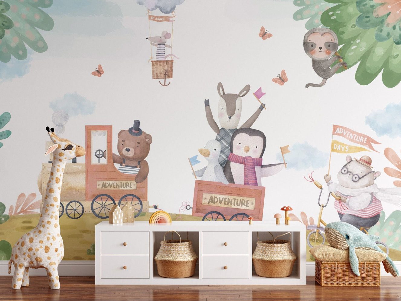 Adventure Train Kids Wall Mural - Wallanza