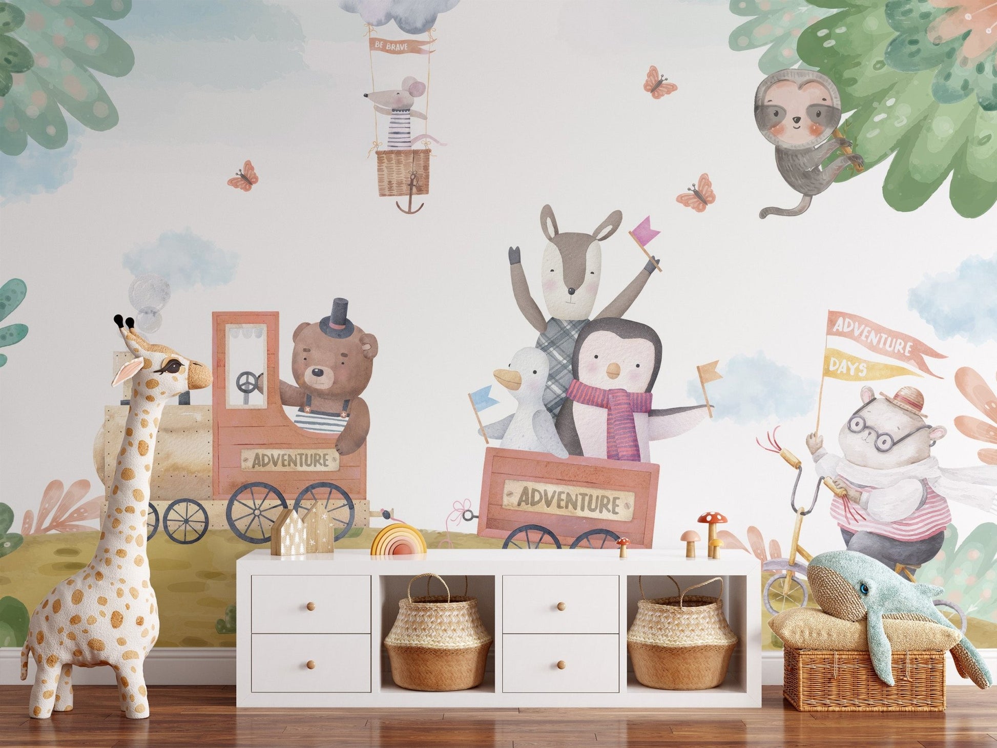 Adventure Train Kids Wall Mural - Wallanza