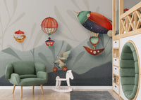 Adventures in animation mural sparking joy in nursery interior.
