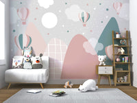 Antique flight illustration style wall mural.