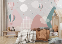 Classic adventure aesthetic with detailed illustrations mural.