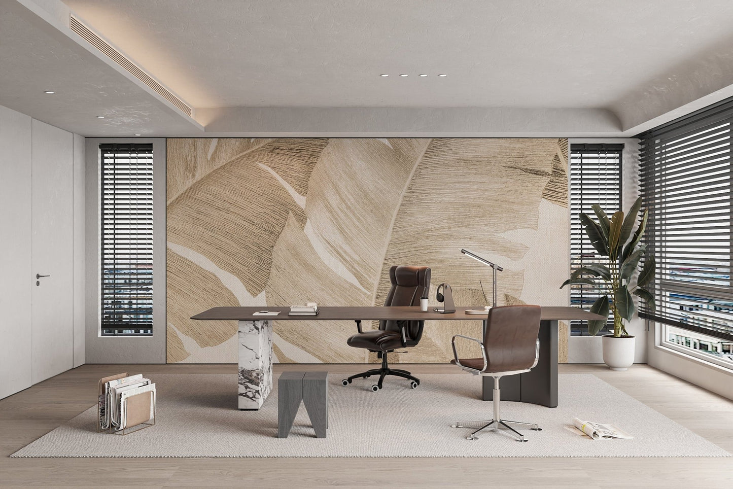 Amber Leaves Wall Mural - Wallanza