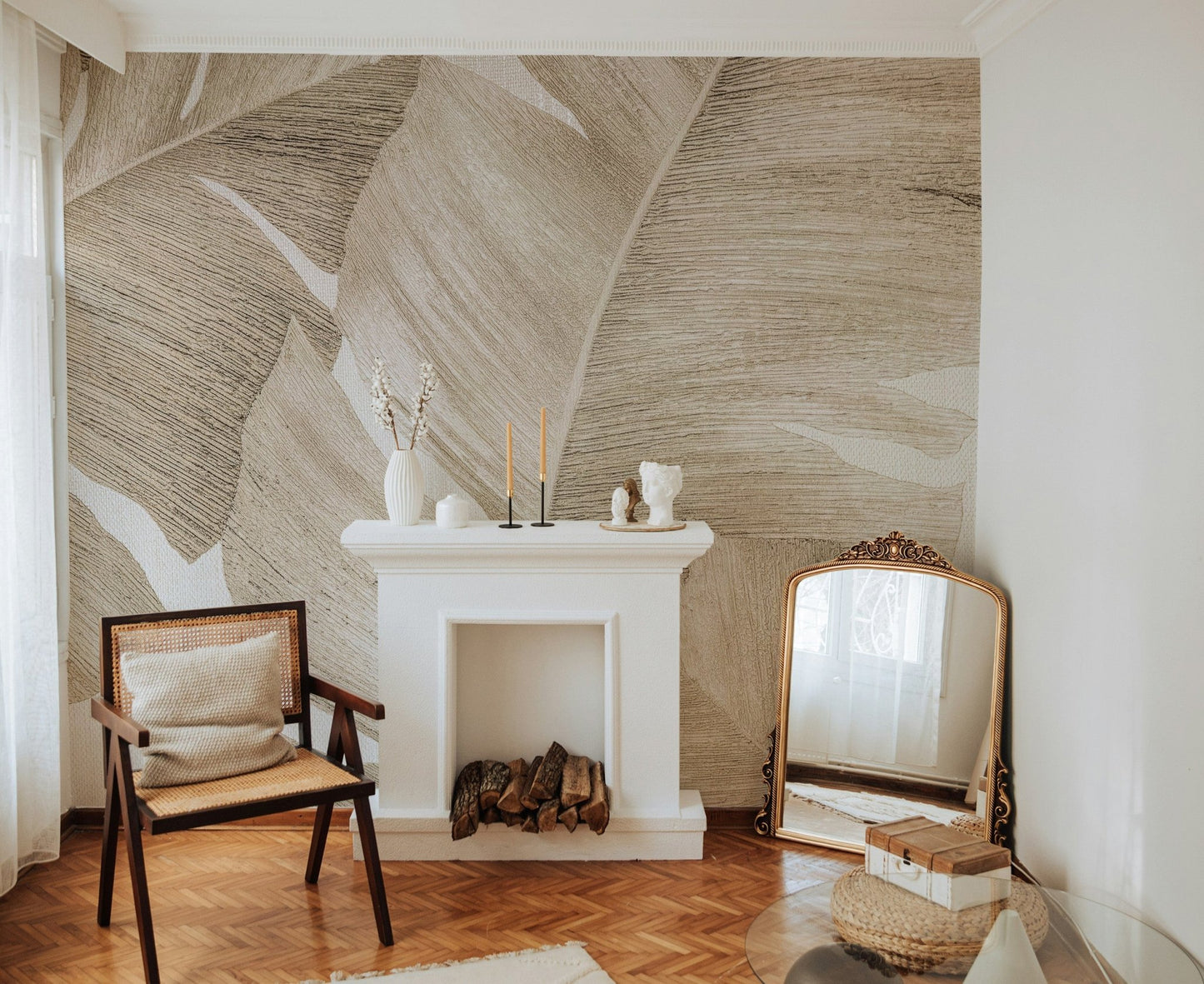 Amber Leaves Wall Mural - Wallanza