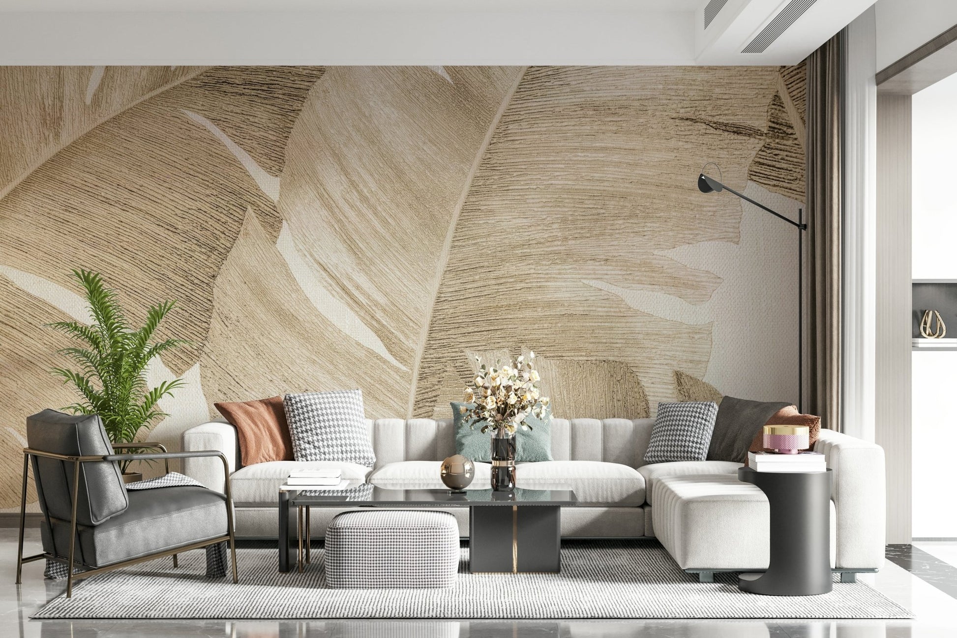 Amber Leaves Wall Mural - Wallanza