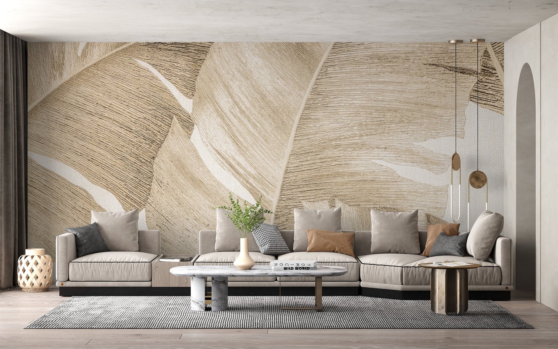 Amber Leaves Wall Mural - Wallanza