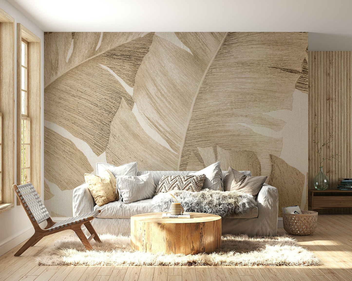 Amber Leaves Wall Mural - Wallanza