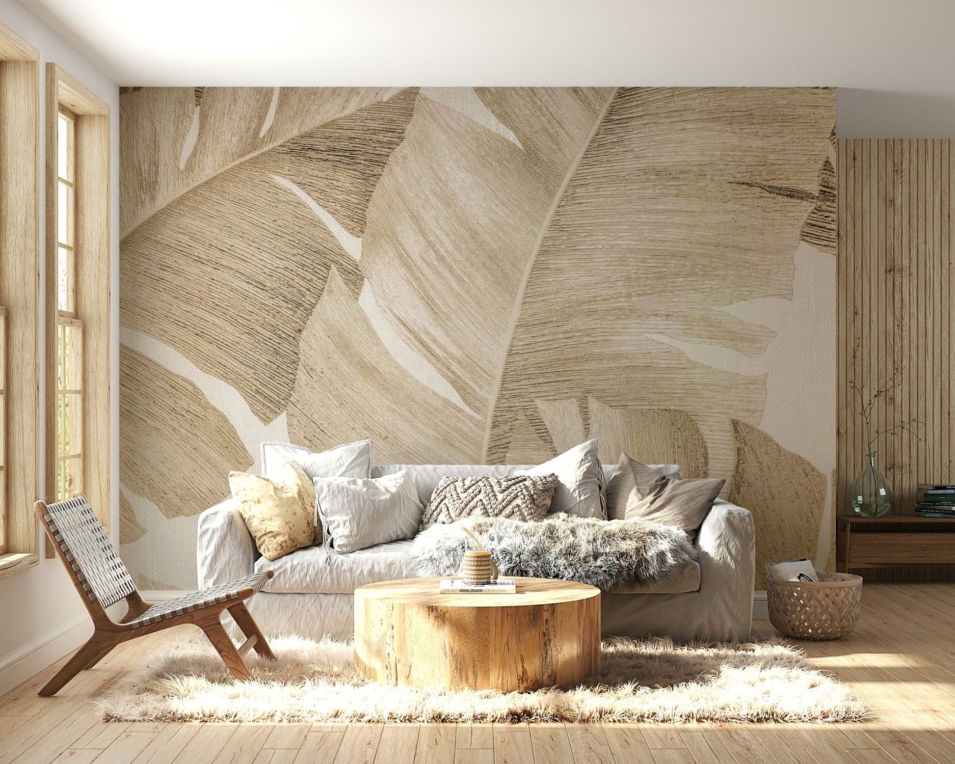 Amber Leaves Wall Mural - Wallanza