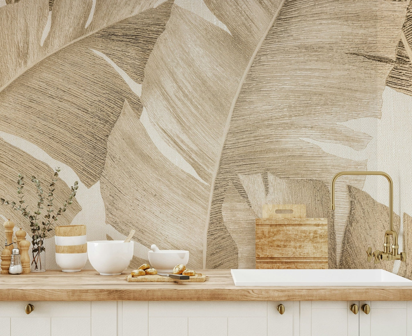 Amber Leaves Wall Mural - Wallanza