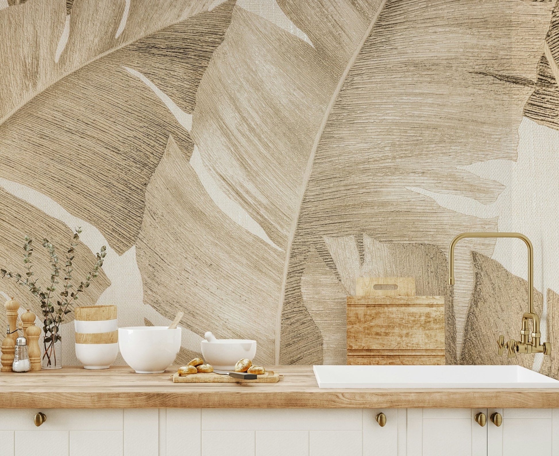 Amber Leaves Wall Mural - Wallanza