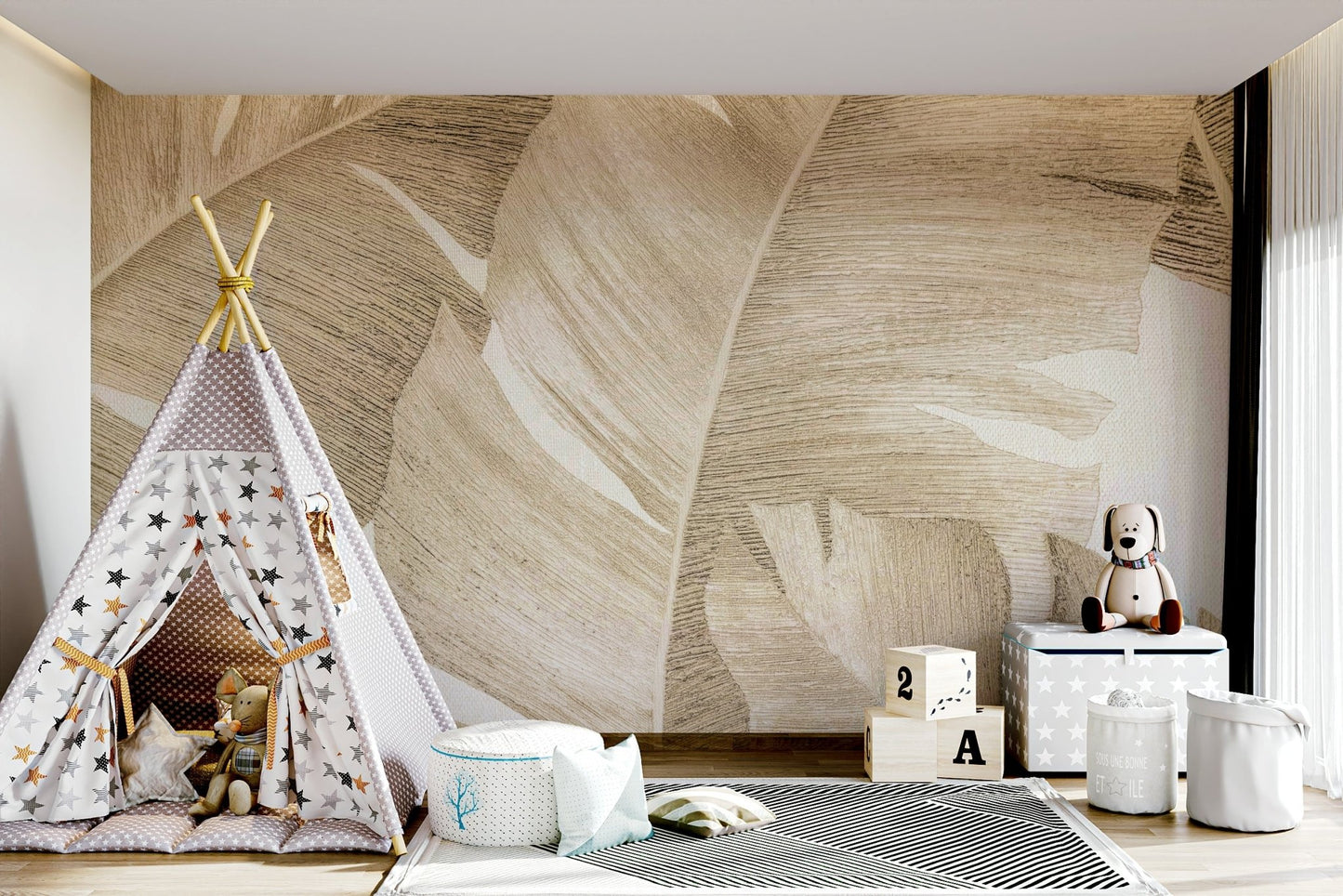 Amber Leaves Wall Mural - Wallanza