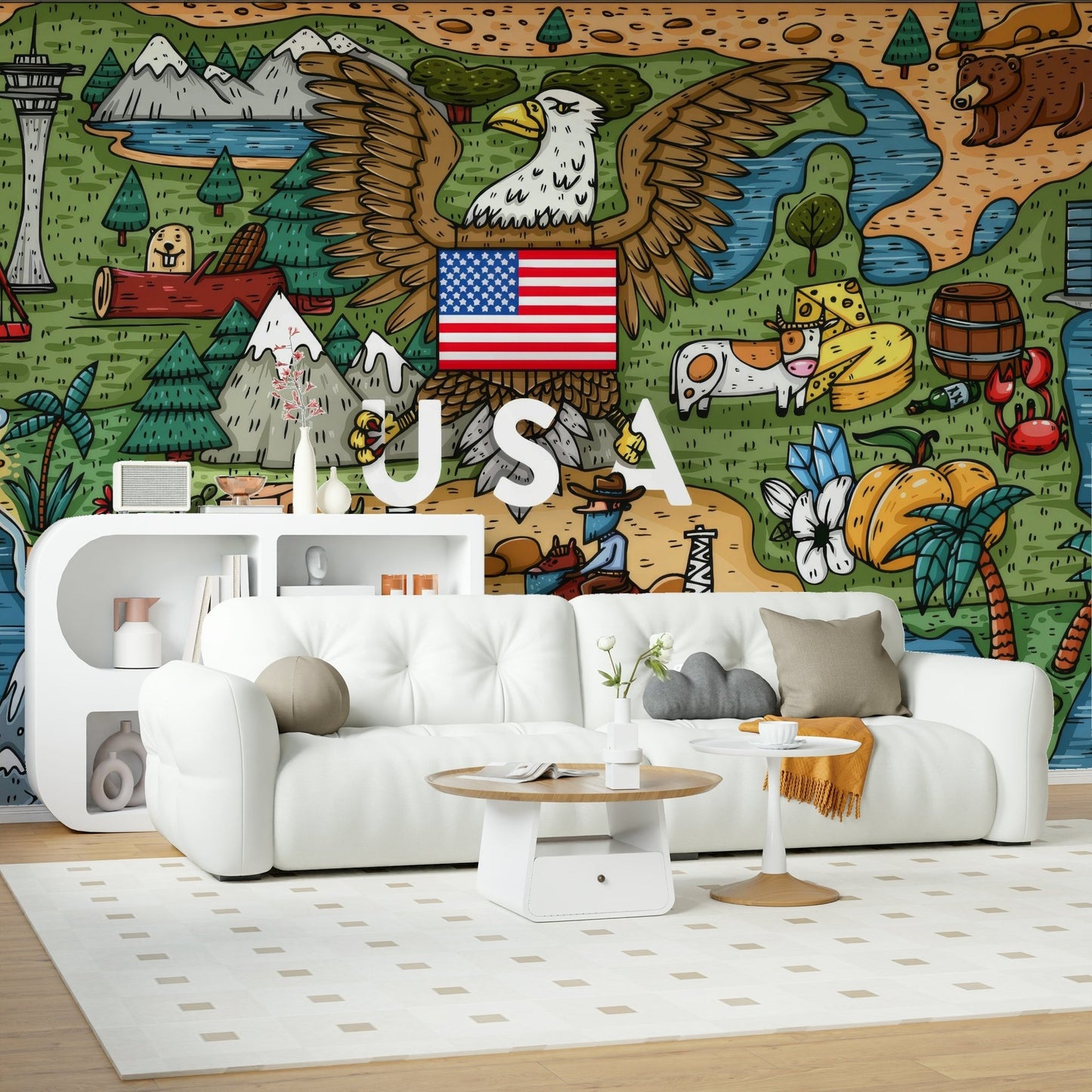 American Adventure Map Wall Mural - Wallanza