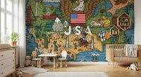American Adventure Map Wall Mural - Wallanza