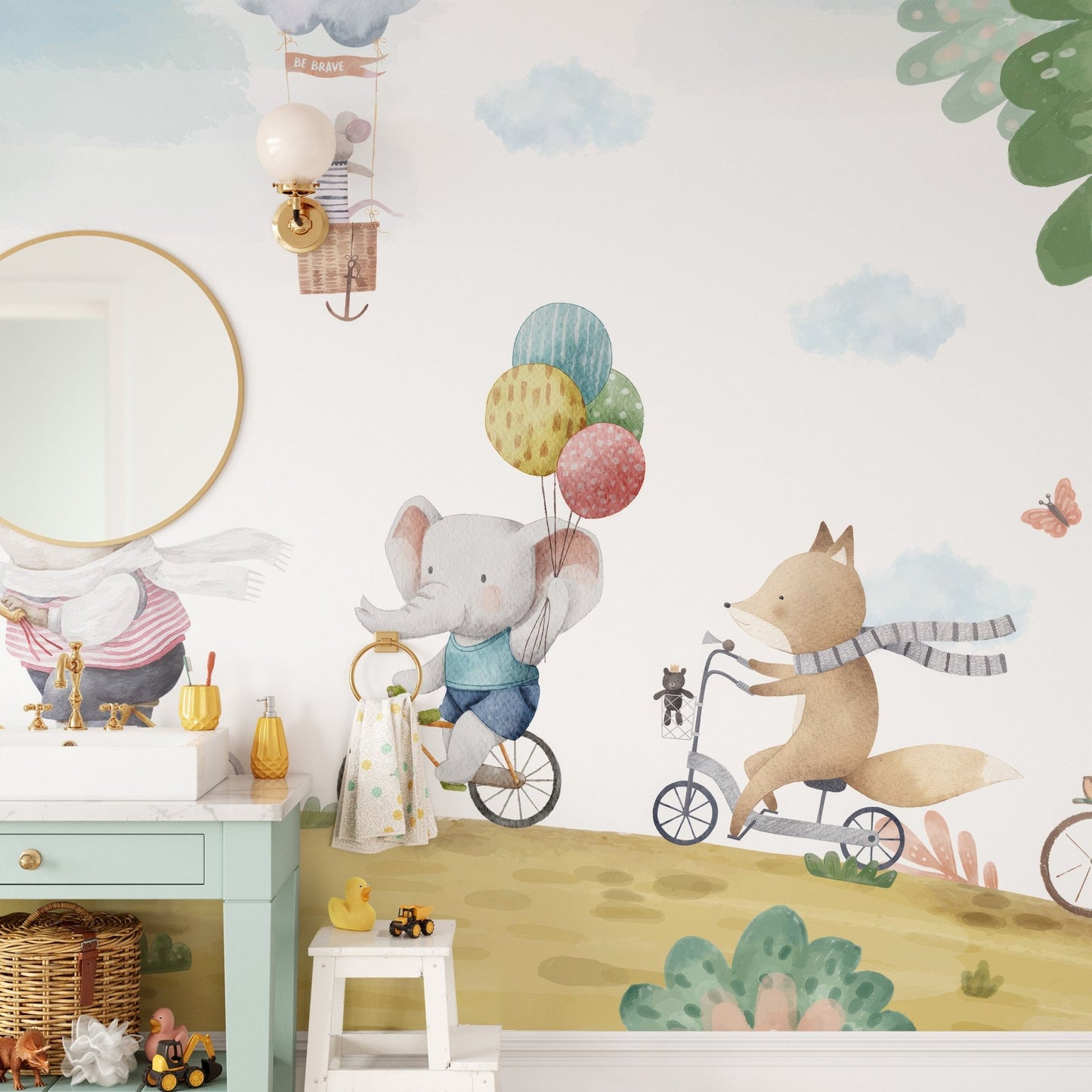 Animal Bicycle Ride Wall Mural - Wallanza