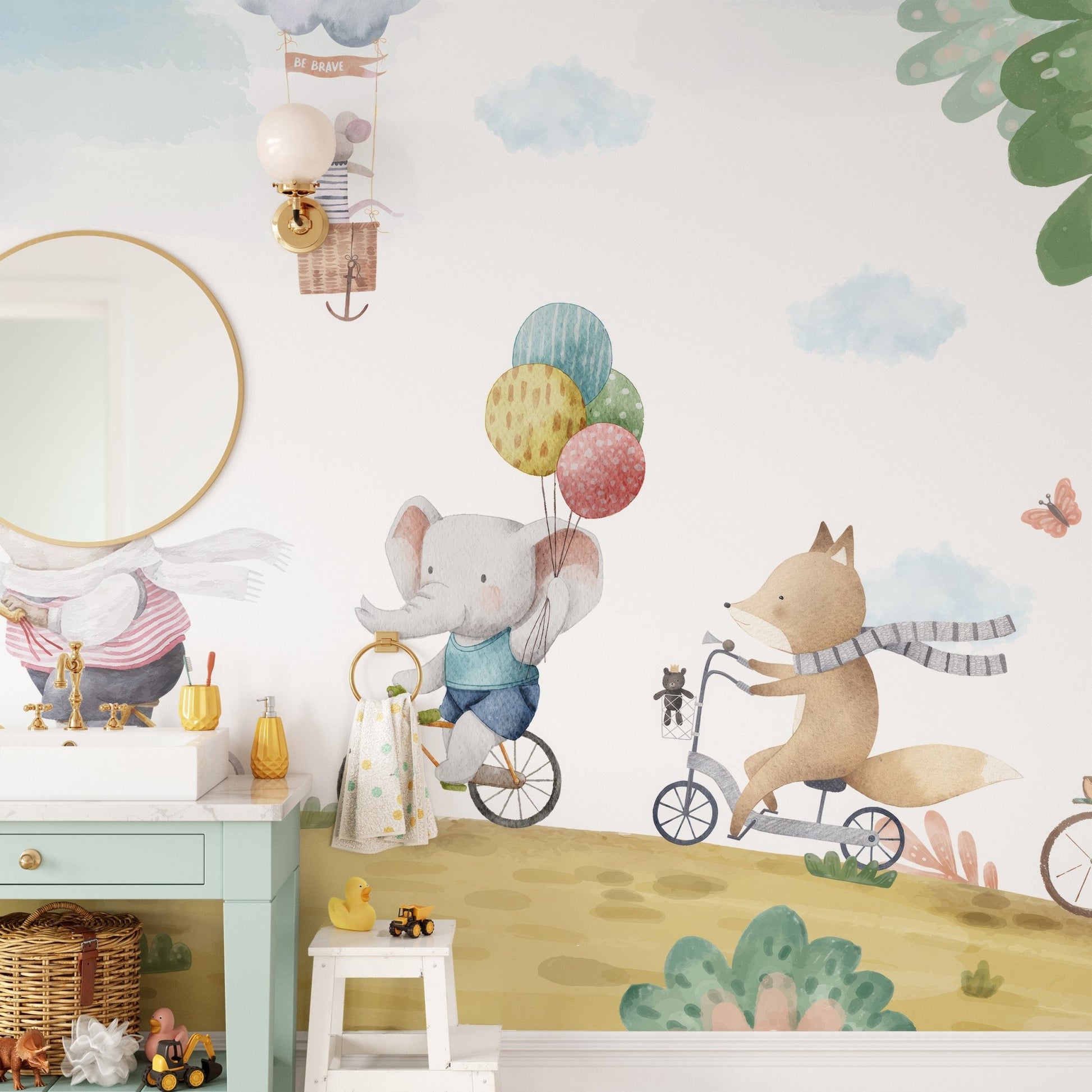 Animal Bicycle Ride Wall Mural - Wallanza