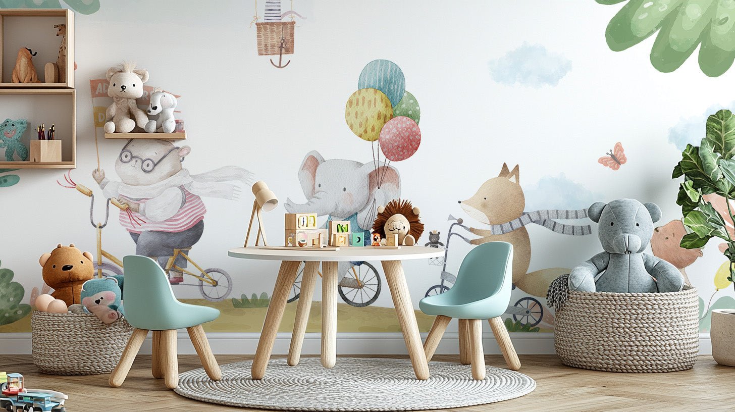 Animal Bicycle Ride Wall Mural - Wallanza