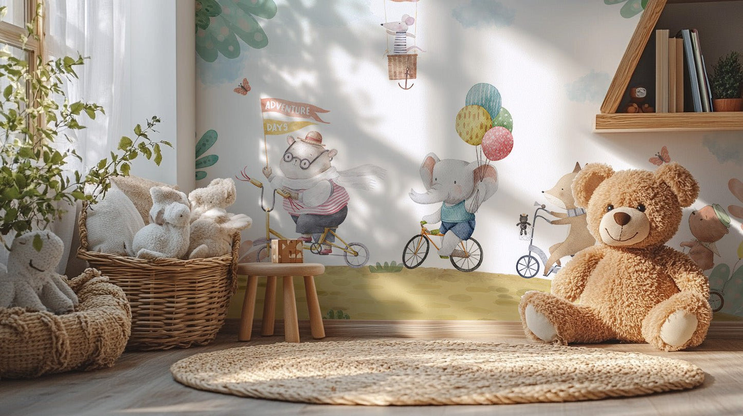 Animal Bicycle Ride Wall Mural - Wallanza