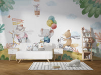 Animal Bicycle Ride Wall Mural - Wallanza