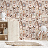 Creative collage of diverse animal portraits wall murals.