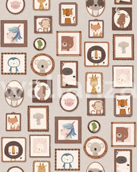 Cozy hand-drawn animal frames for wallpaper murals.