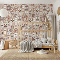 Neutral and purple palette animal art wallpaper murals.