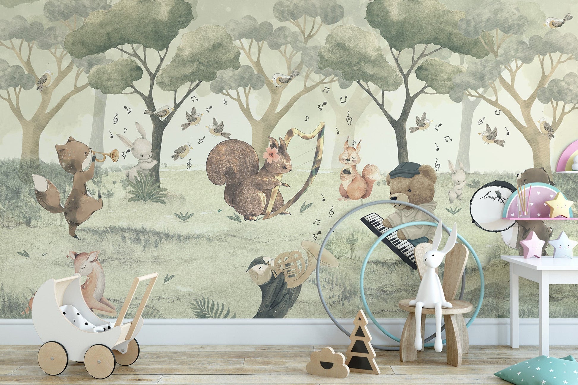 Animal Orchestra Nursery Wall Mural - Wallanza