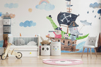Animal Pirate Adventure Wall Mural - Wallanza