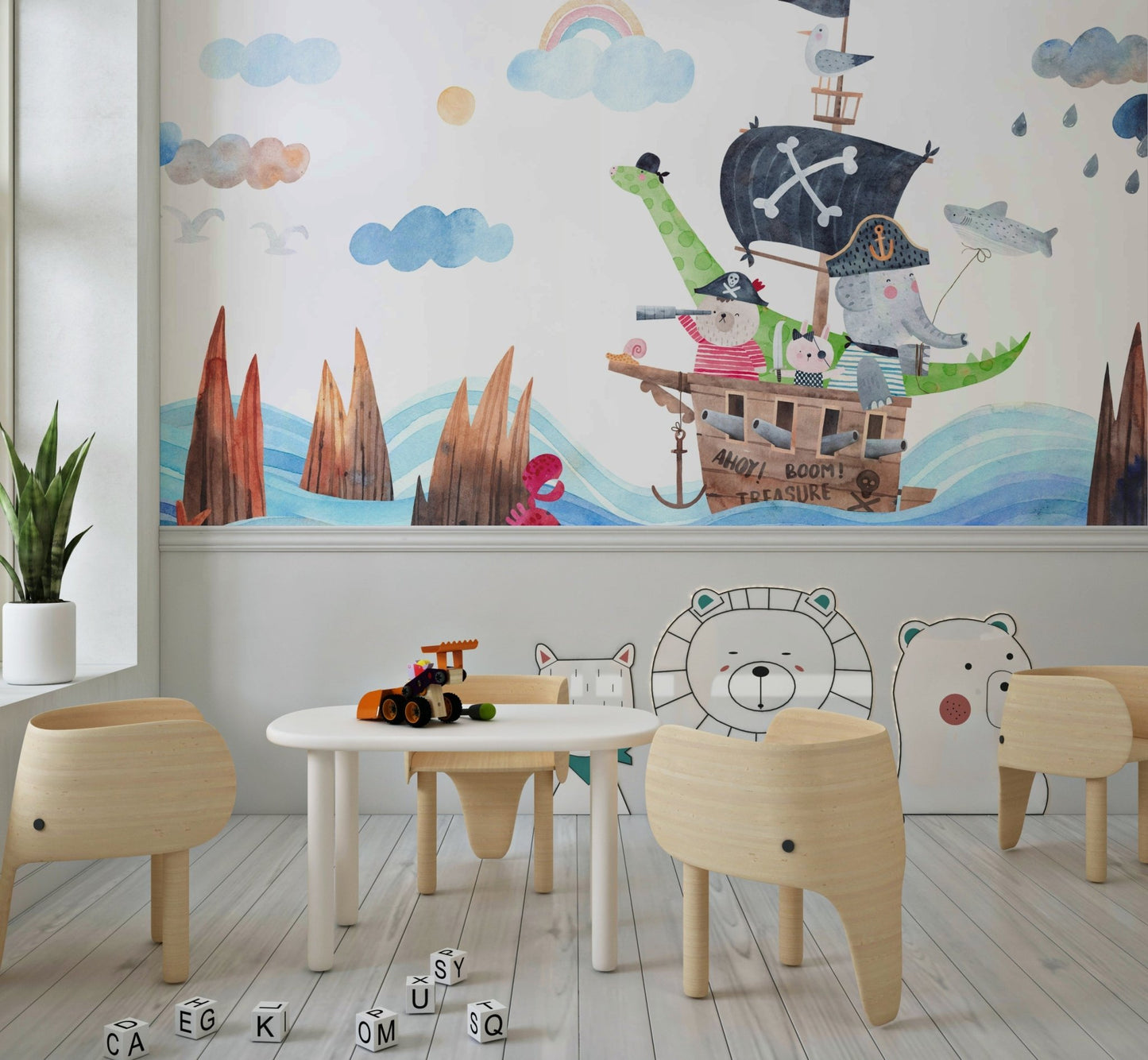 Animal Pirate Adventure Wall Mural - Wallanza
