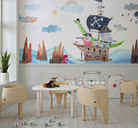 Animal Pirate Adventure Wall Mural - Wallanza